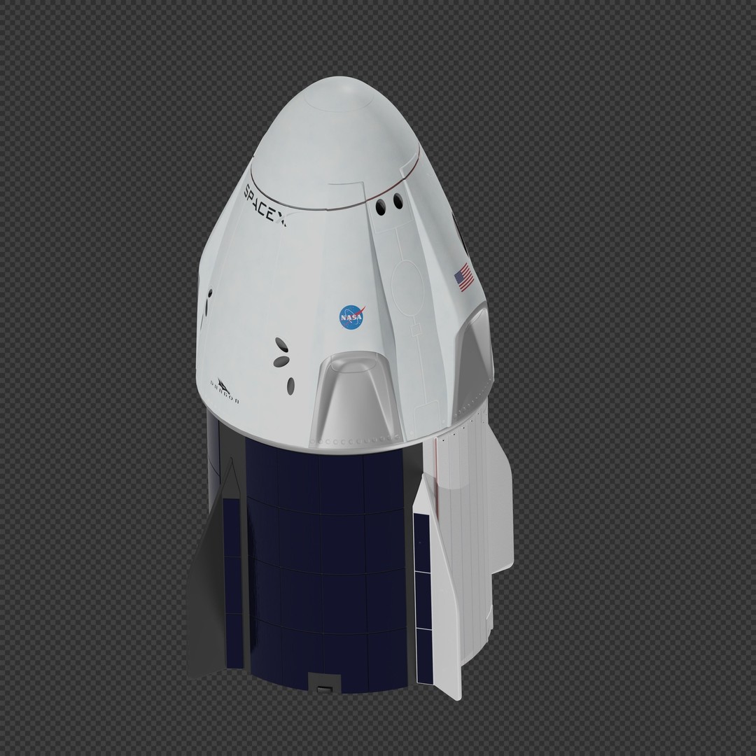 SpaceX Crew Dragon 3D Model – Detailed Spacecraft, Blender & FBX Formats - View 3