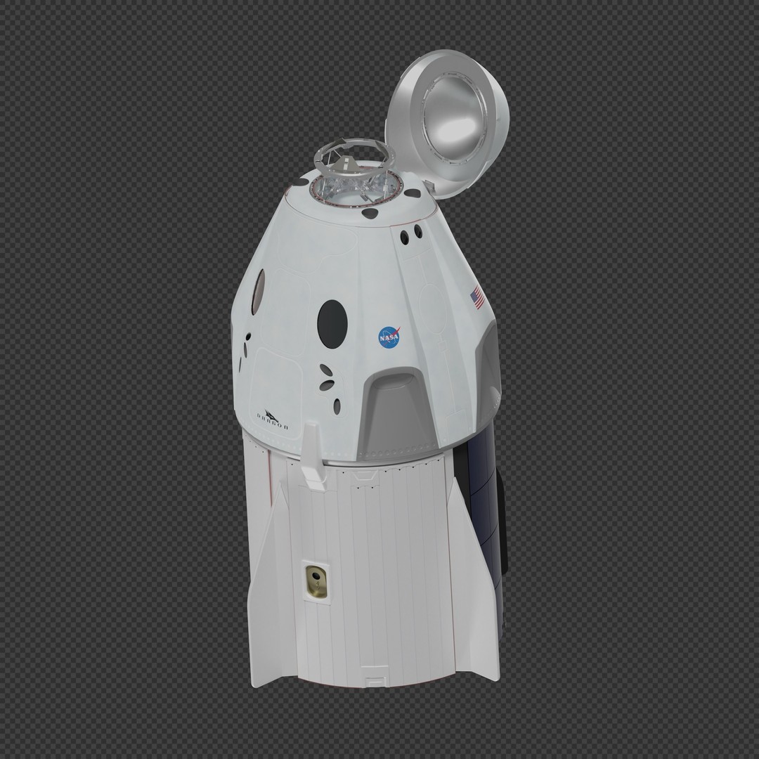 SpaceX Crew Dragon 3D Model – Detailed Spacecraft, Blender & FBX Formats - View 7