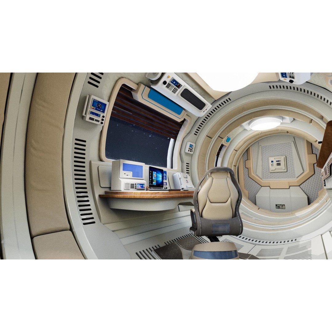 Spaceship Room 3D Model – Sci-Fi Interior with PBR Textures, FBX - View 11