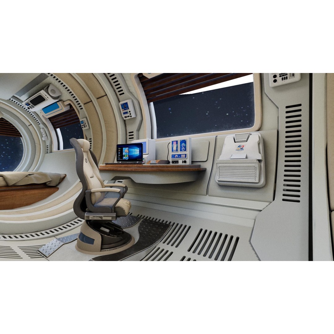 Spaceship Room 3D Model – Sci-Fi Interior with PBR Textures, FBX - View 12