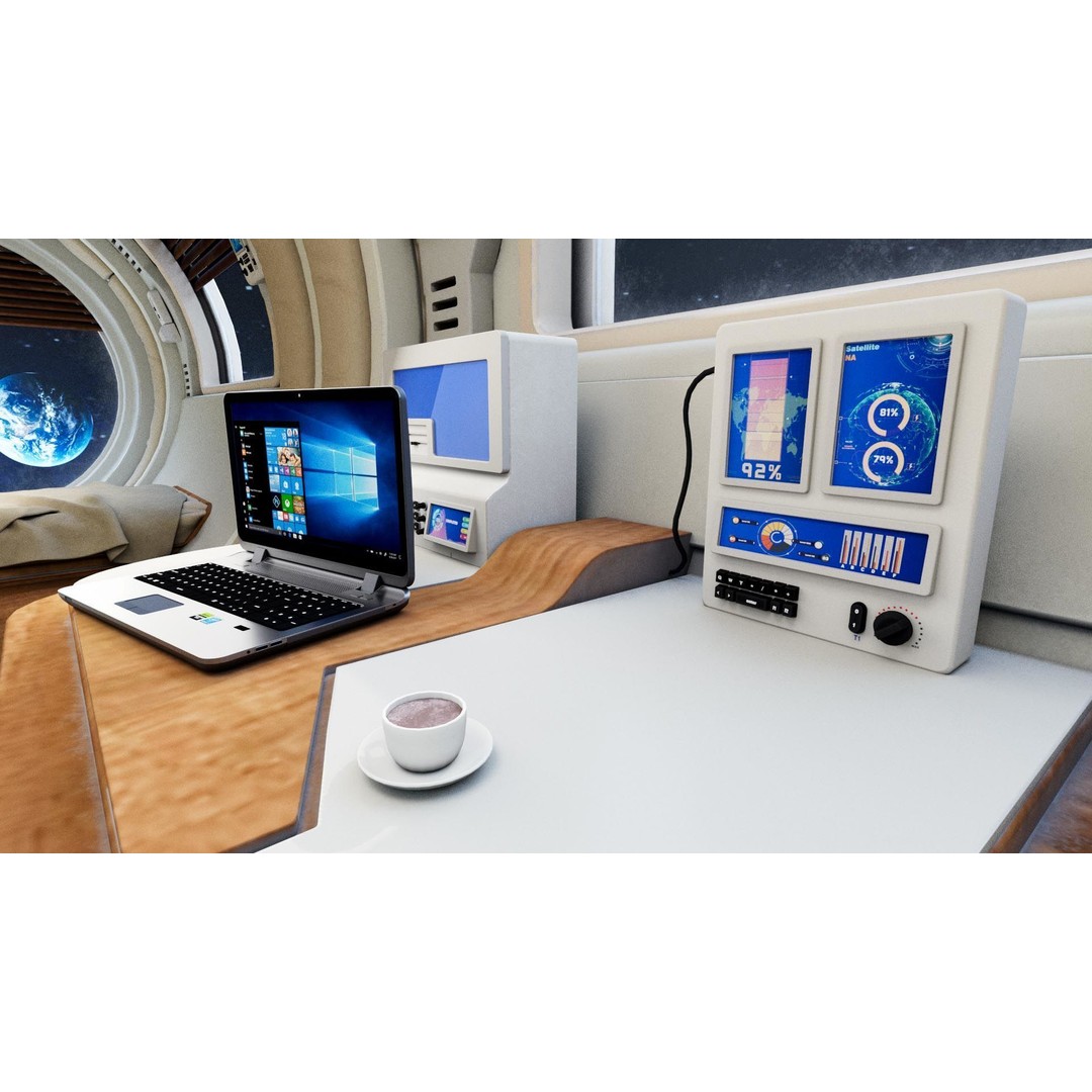 Spaceship Room 3D Model – Sci-Fi Interior with PBR Textures, FBX - View 18
