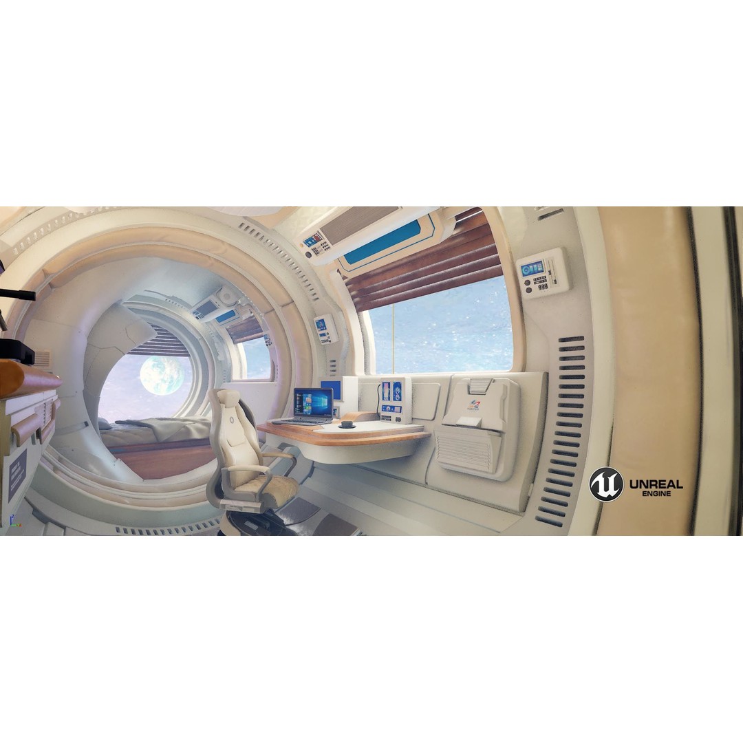 Spaceship Room 3D Model – Sci-Fi Interior with PBR Textures, FBX - View 20