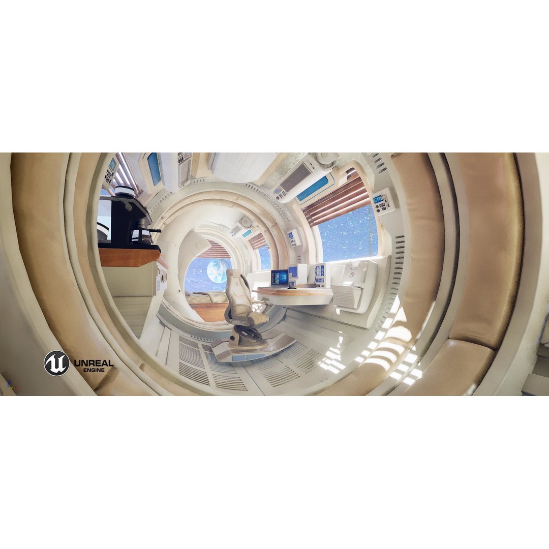Spaceship Room 3D Model – Sci-Fi Interior with PBR Textures, FBX - View 23