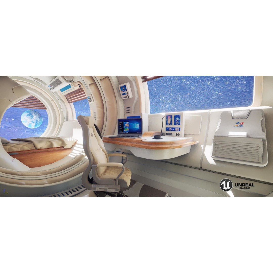 Spaceship Room 3D Model – Sci-Fi Interior with PBR Textures, FBX - View 25