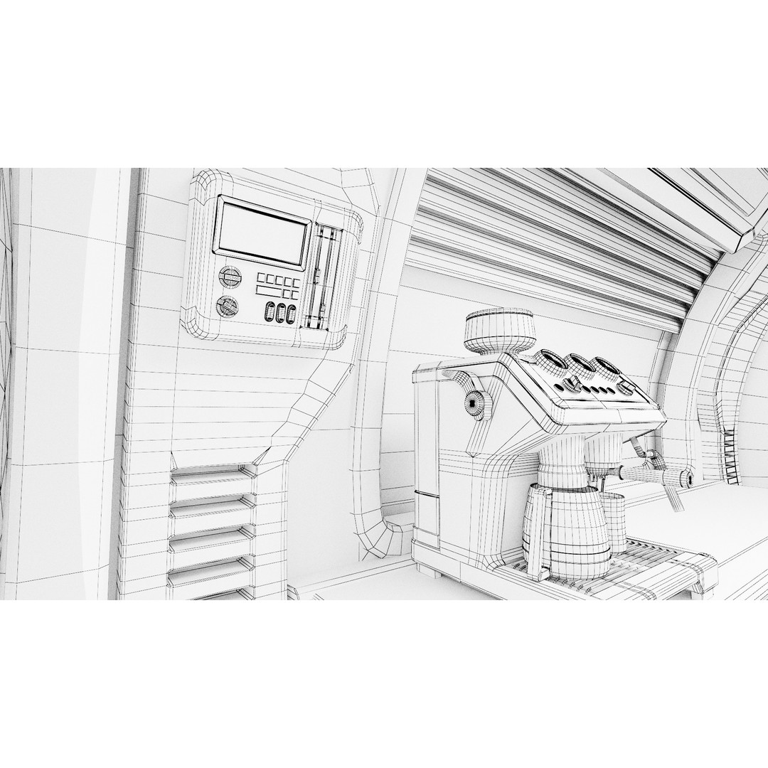 Spaceship Room 3D Model – Sci-Fi Interior with PBR Textures, FBX - View 29
