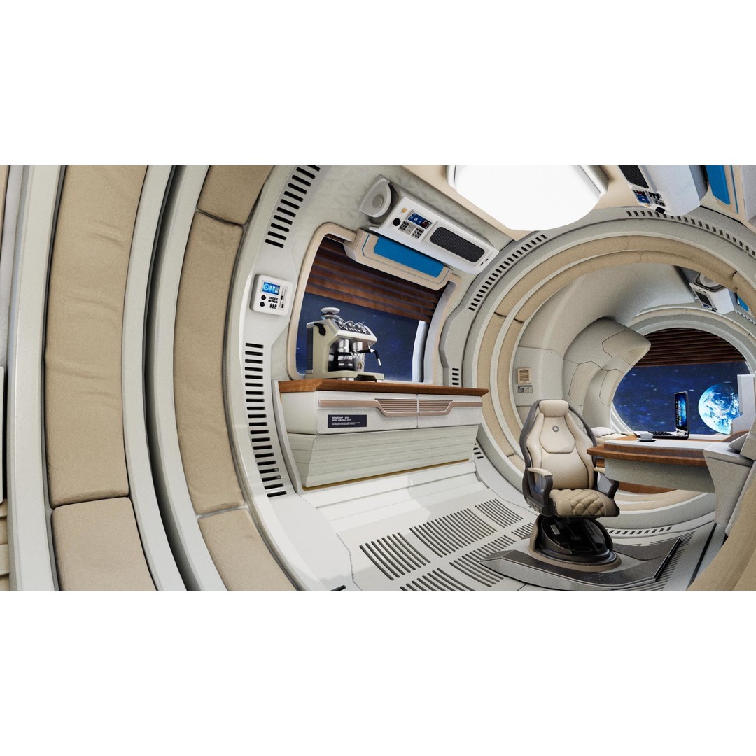 Spaceship Room 3D Model – Sci-Fi Interior with PBR Textures, FBX - View 3
