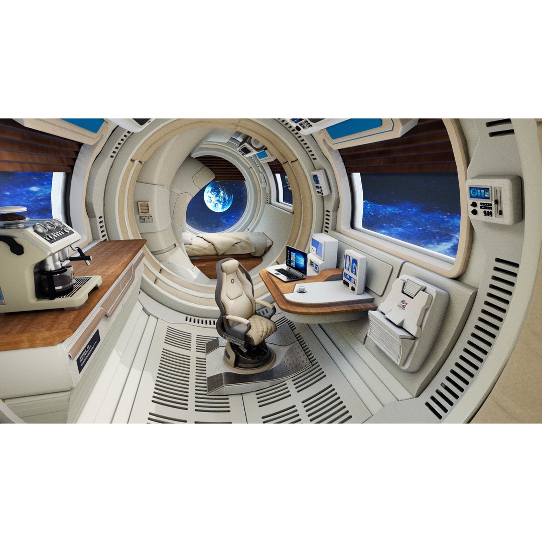 Spaceship Room 3D Model – Sci-Fi Interior with PBR Textures, FBX - View 4
