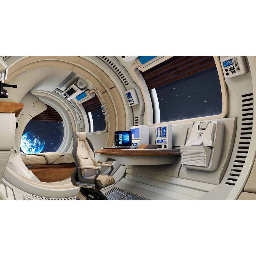 Spaceship Room 3D Model – Sci-Fi Interior with PBR Textures, FBX - View 6