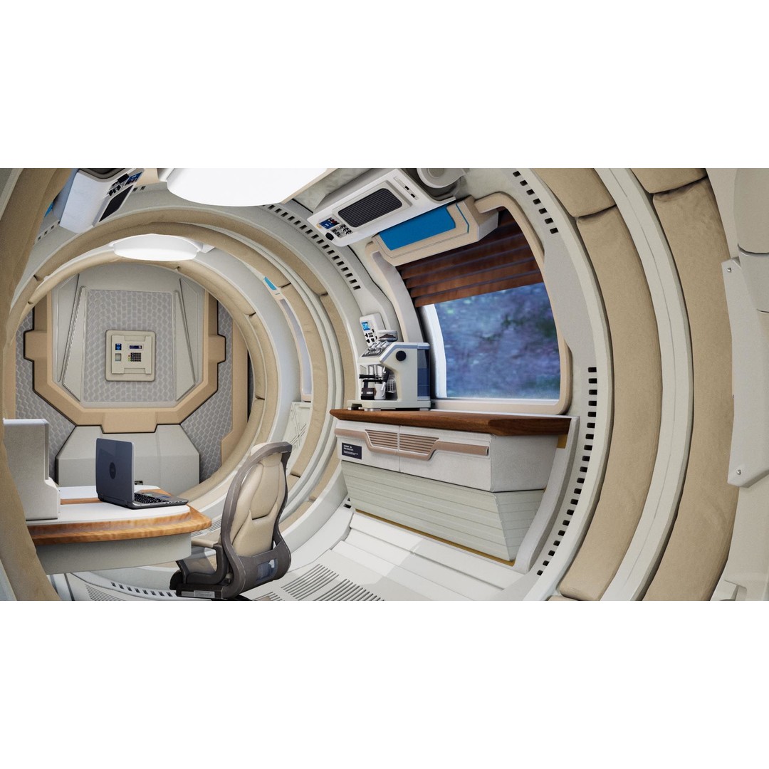 Spaceship Room 3D Model – Sci-Fi Interior with PBR Textures, FBX - View 8