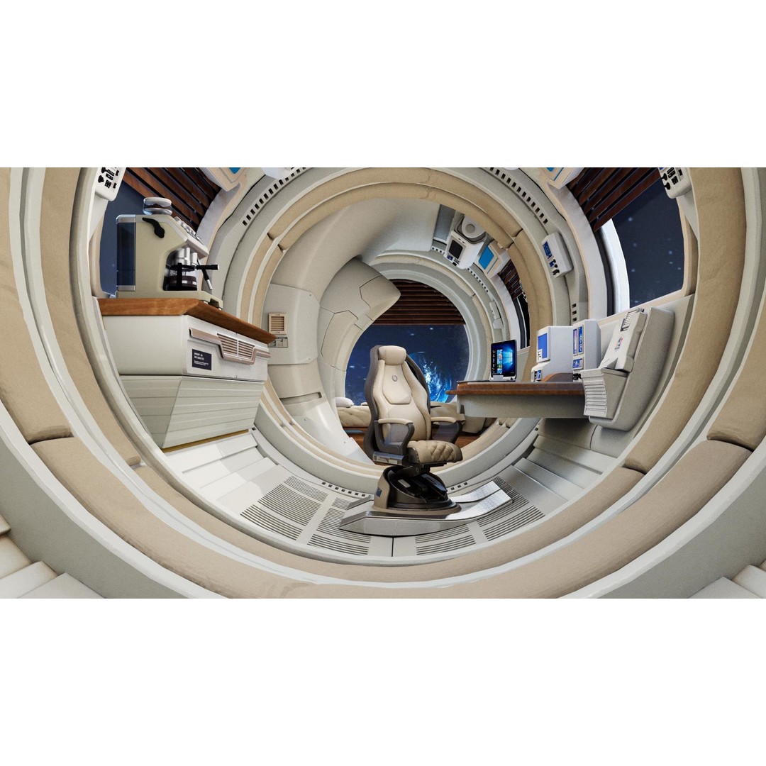Spaceship Room 3D Model – Sci-Fi Interior with PBR Textures, FBX - View 9