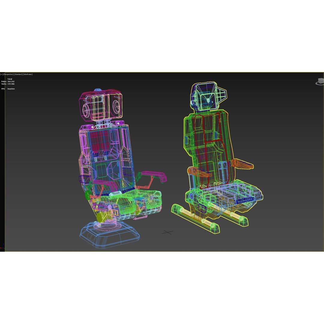 Sci-Fi Pilot's Seat 3D Model – Futuristic Aircraft Chair, FBX, OBJ