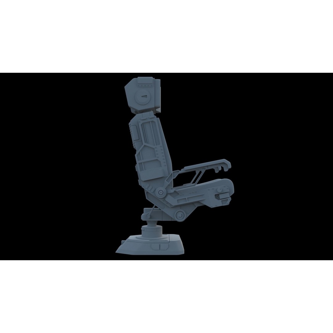 Sci-Fi Pilot's Seat 3D Model – Futuristic Aircraft Chair, FBX, OBJ - View 10