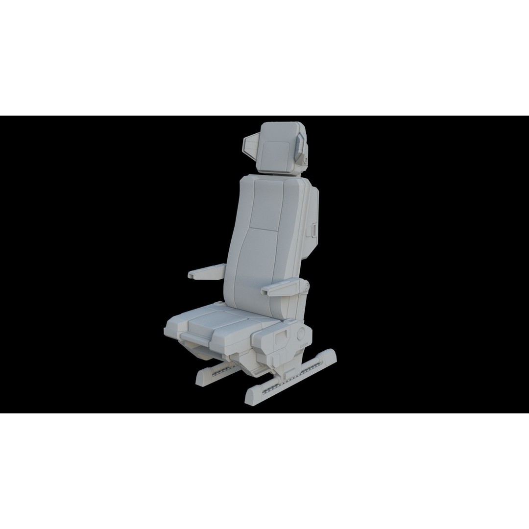 Sci-Fi Pilot's Seat 3D Model – Futuristic Aircraft Chair, FBX, OBJ - View 13