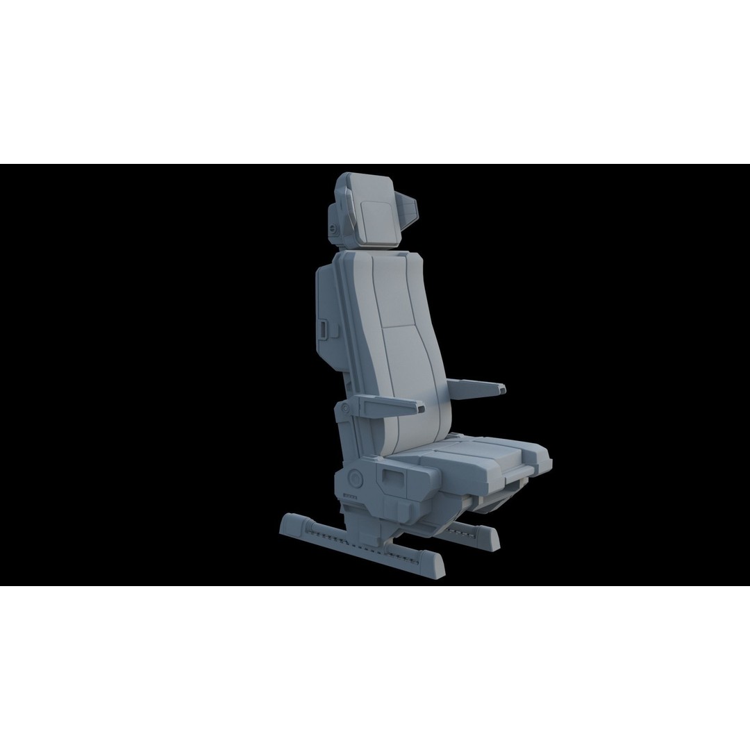 Sci-Fi Pilot's Seat 3D Model – Futuristic Aircraft Chair, FBX, OBJ - View 14