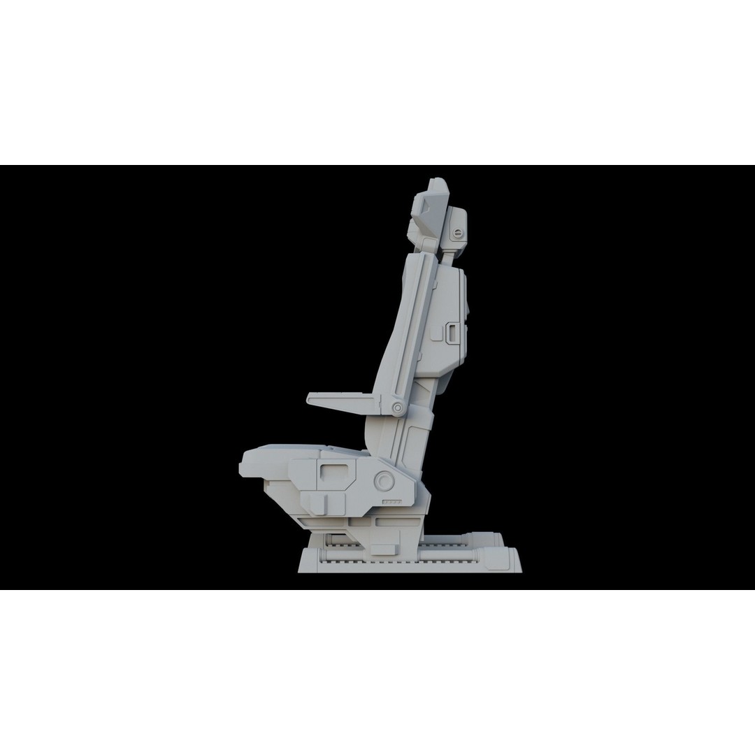 Sci-Fi Pilot's Seat 3D Model – Futuristic Aircraft Chair, FBX, OBJ - View 17