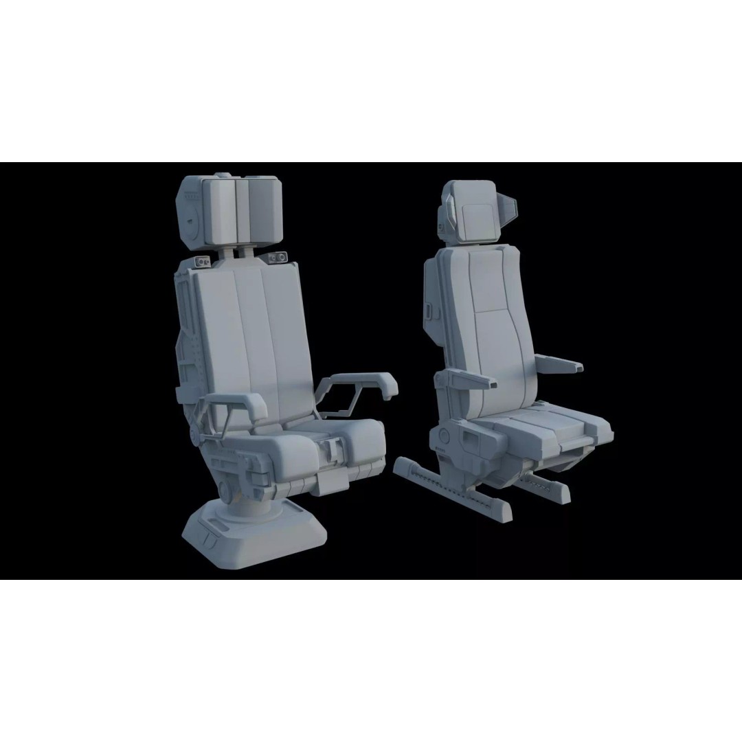 Sci-Fi Pilot's Seat 3D Model – Futuristic Aircraft Chair, FBX, OBJ - View 2