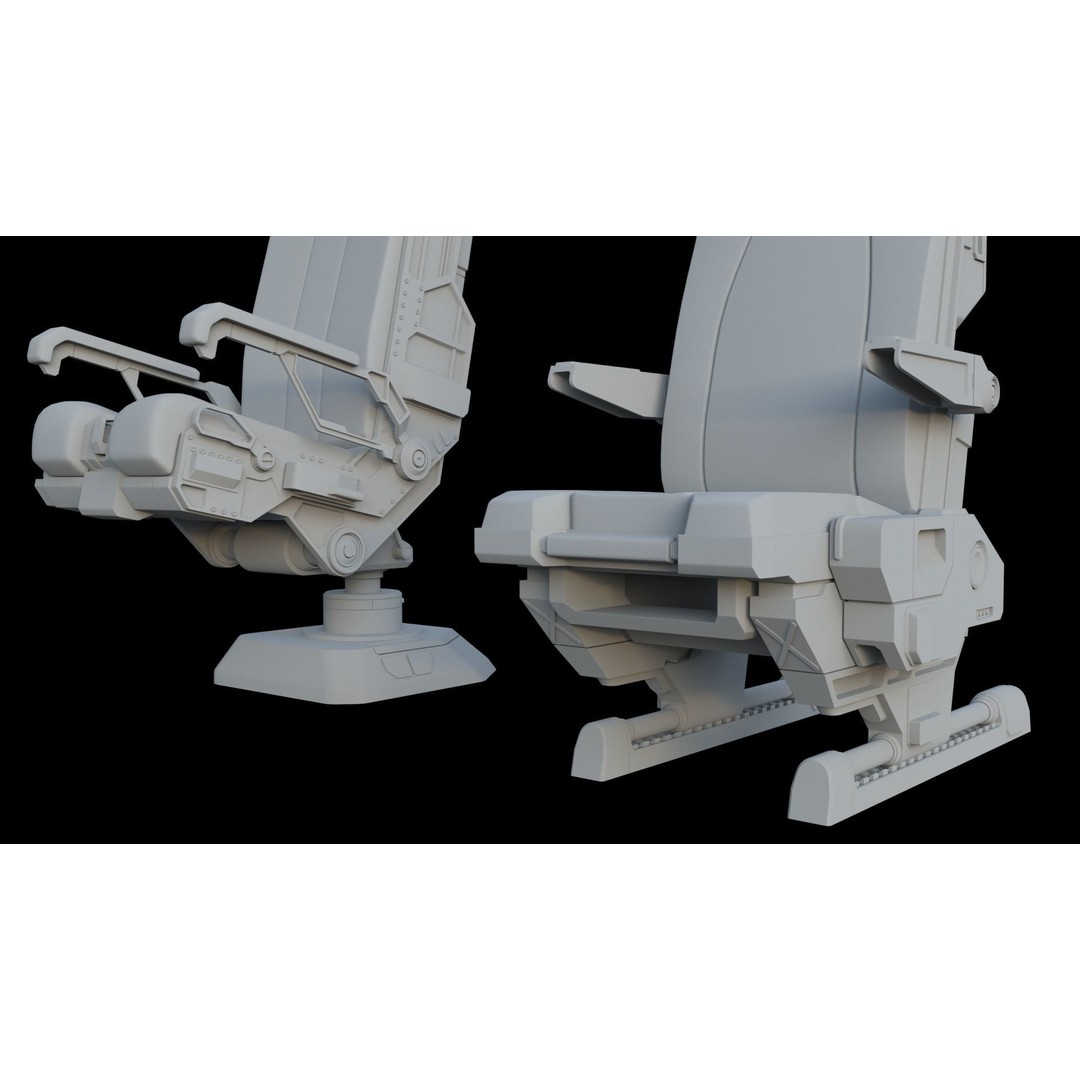 Sci-Fi Pilot's Seat 3D Model – Futuristic Aircraft Chair, FBX, OBJ - View 23