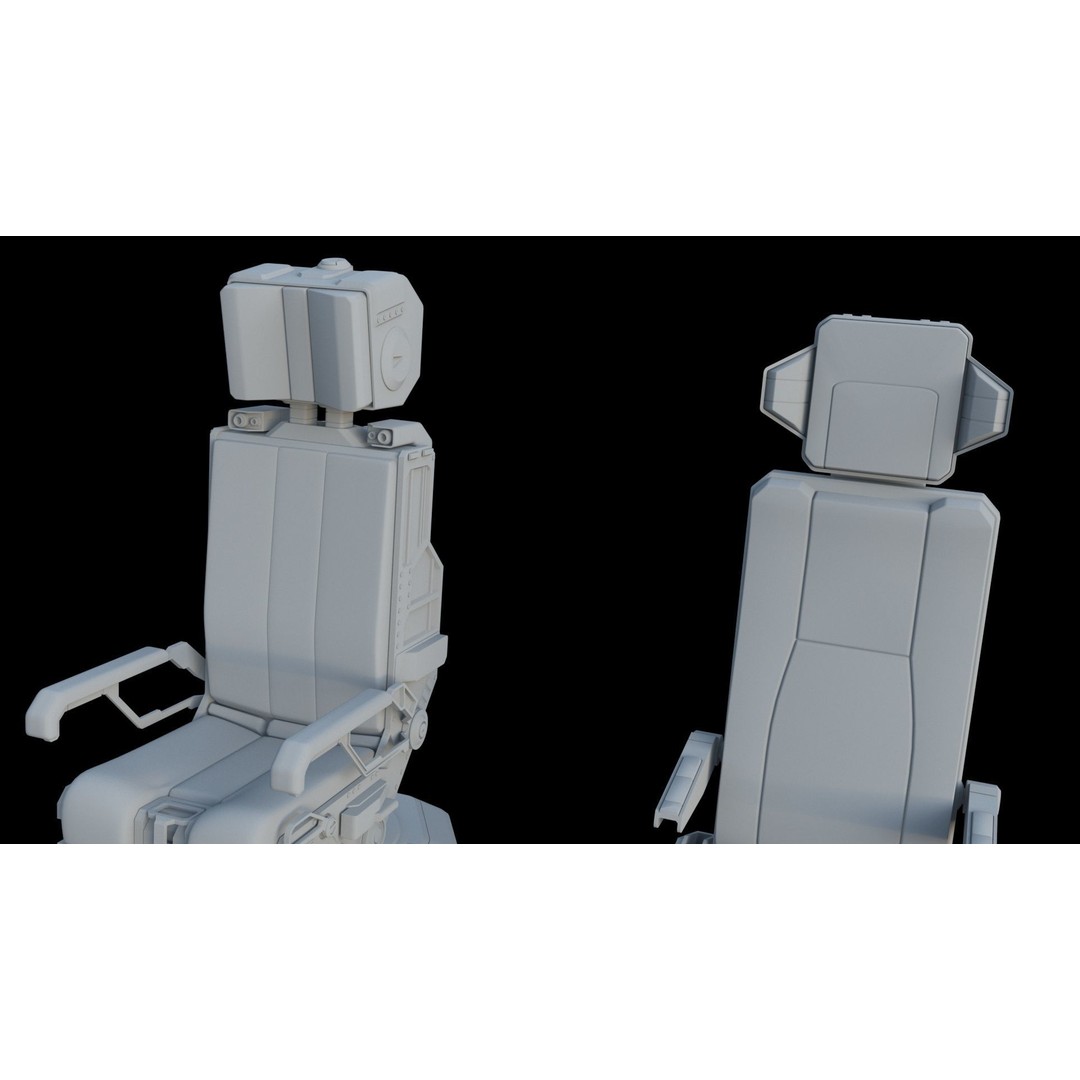 Sci-Fi Pilot's Seat 3D Model – Futuristic Aircraft Chair, FBX, OBJ - View 24