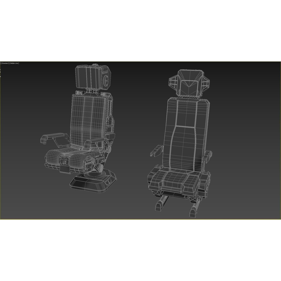 Sci-Fi Pilot's Seat 3D Model – Futuristic Aircraft Chair, FBX, OBJ - View 25