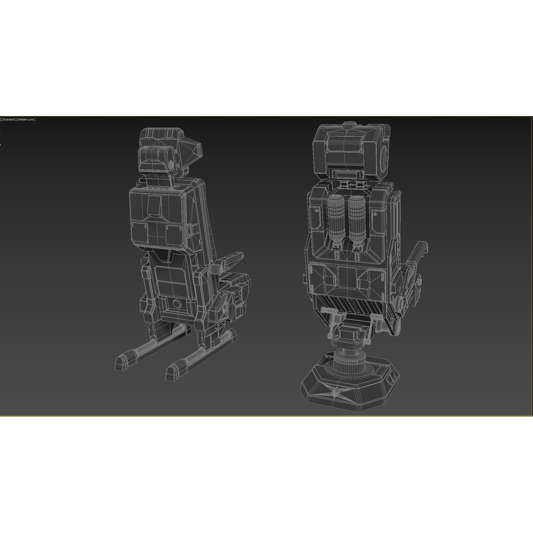 Sci-Fi Pilot's Seat 3D Model – Futuristic Aircraft Chair, FBX, OBJ - View 26