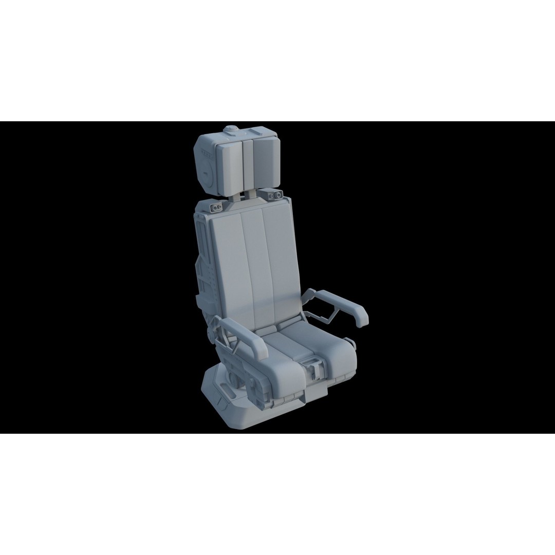 Sci-Fi Pilot's Seat 3D Model – Futuristic Aircraft Chair, FBX, OBJ - View 4