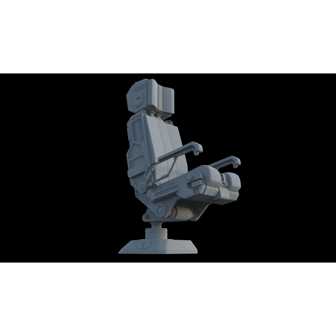 Sci-Fi Pilot's Seat 3D Model – Futuristic Aircraft Chair, FBX, OBJ - View 5