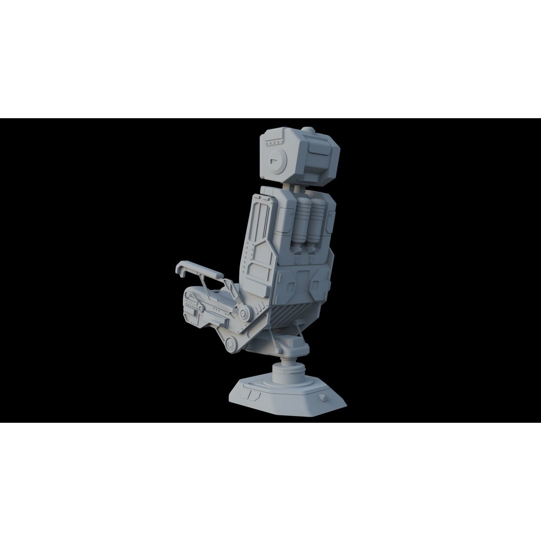 Sci-Fi Pilot's Seat 3D Model – Futuristic Aircraft Chair, FBX, OBJ - View 6