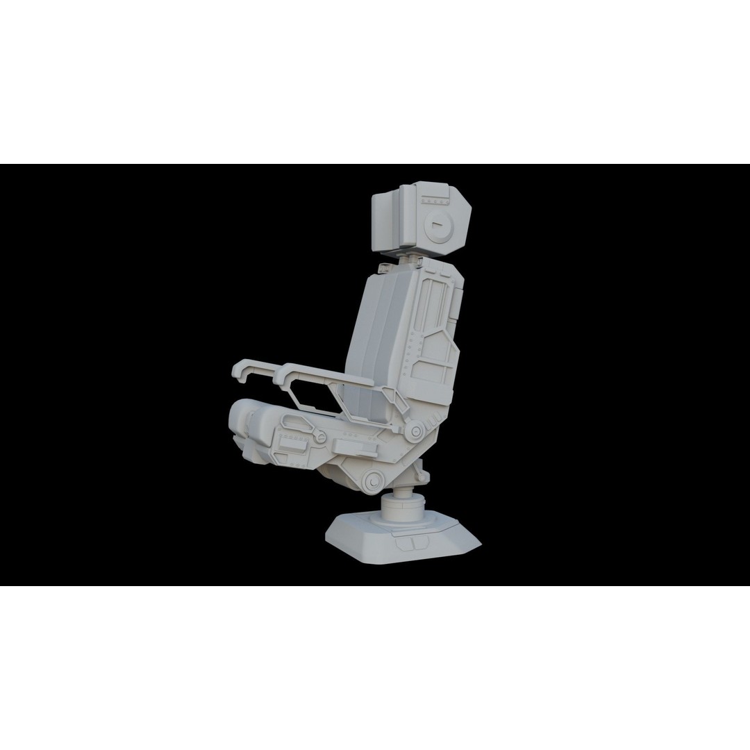 Sci-Fi Pilot's Seat 3D Model – Futuristic Aircraft Chair, FBX, OBJ - View 8