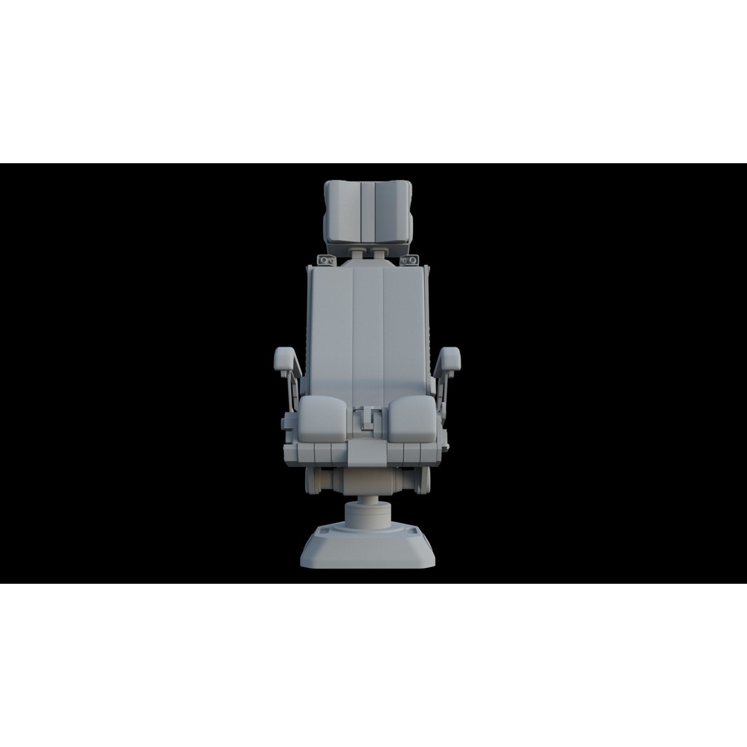 Sci-Fi Pilot's Seat 3D Model – Futuristic Aircraft Chair, FBX, OBJ - View 9