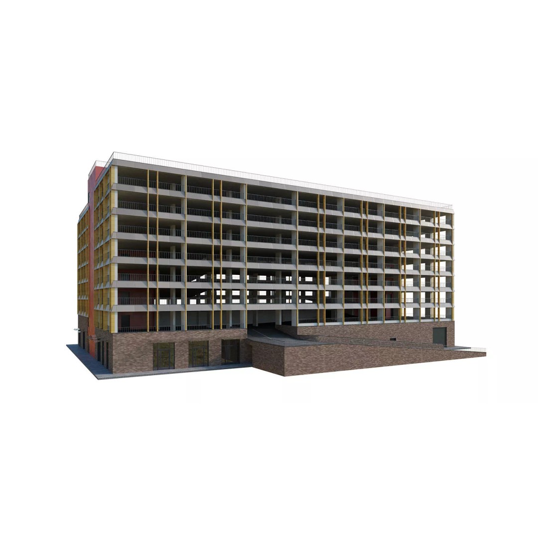 Multistorey Car Parking Building 3D Model – High-Quality PBR Asset, FBX