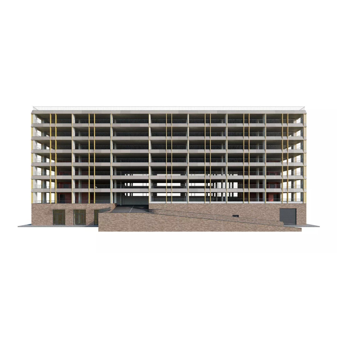 Multistorey Car Parking Building 3D Model – High-Quality PBR Asset, FBX - View 12