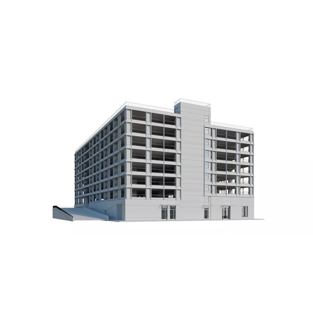 Multistorey Car Parking Building 3D Model – High-Quality PBR Asset, FBX - View 14