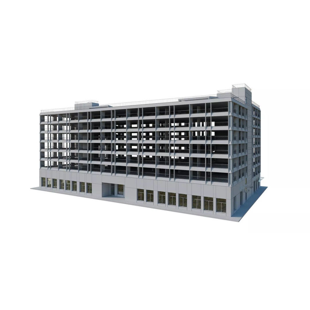 Multistorey Car Parking Building 3D Model – High-Quality PBR Asset, FBX - View 15