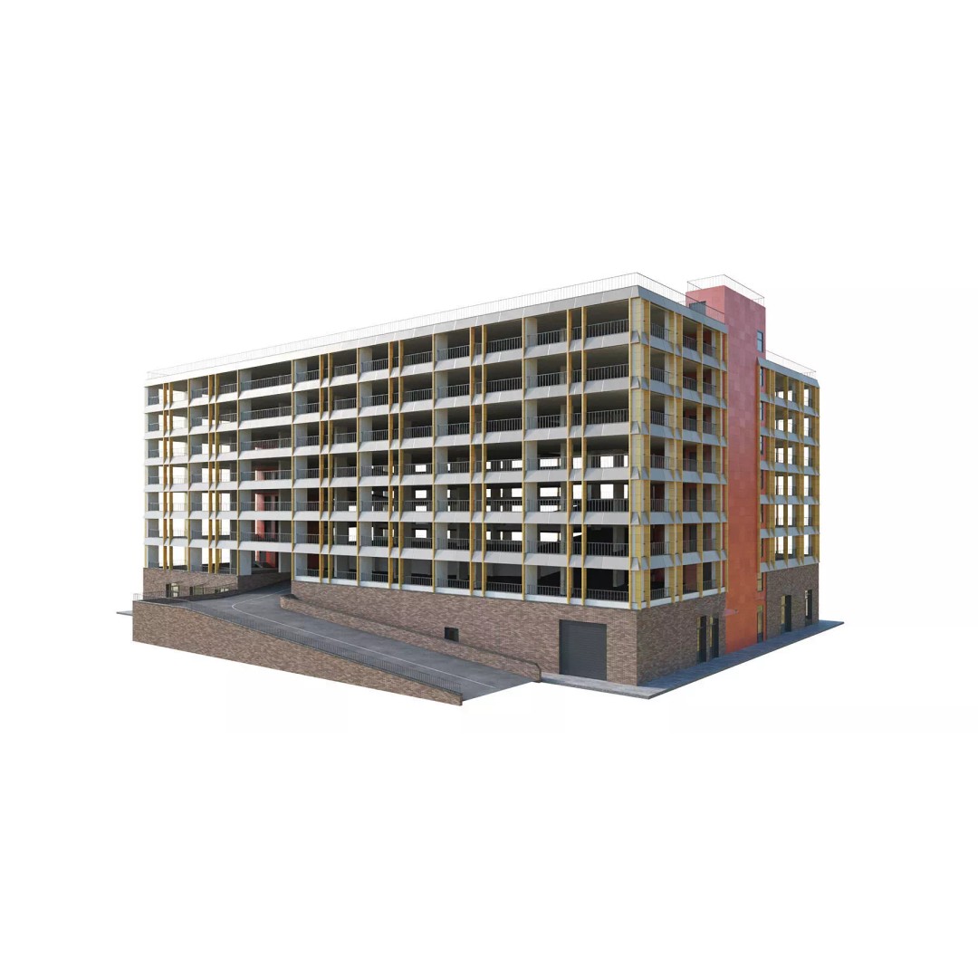 Multistorey Car Parking Building 3D Model – High-Quality PBR Asset, FBX - View 2