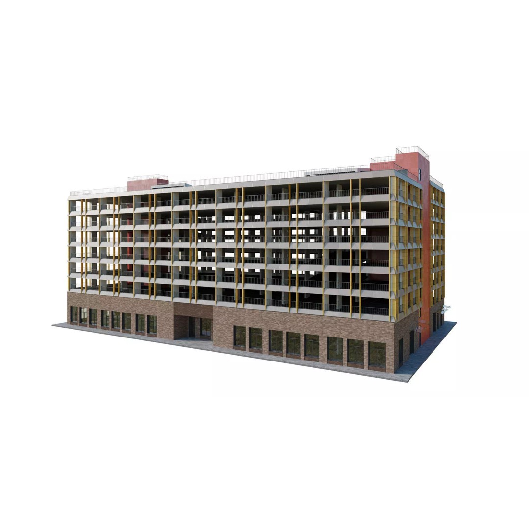 Multistorey Car Parking Building 3D Model – High-Quality PBR Asset, FBX - View 7