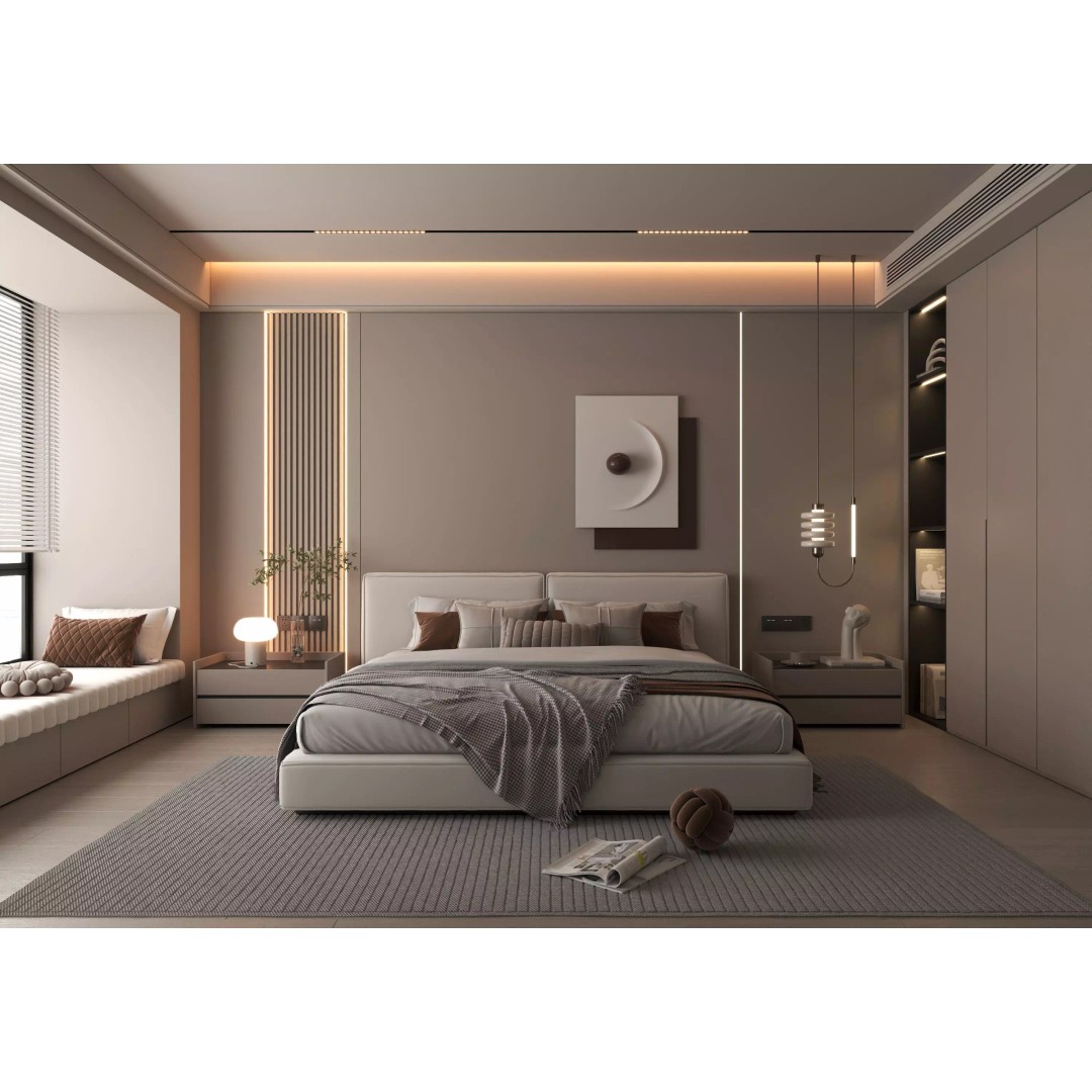 Bedroom Interior 3D Model – Modern Furnishing with PBR Textures, FBX, OBJ - View 2