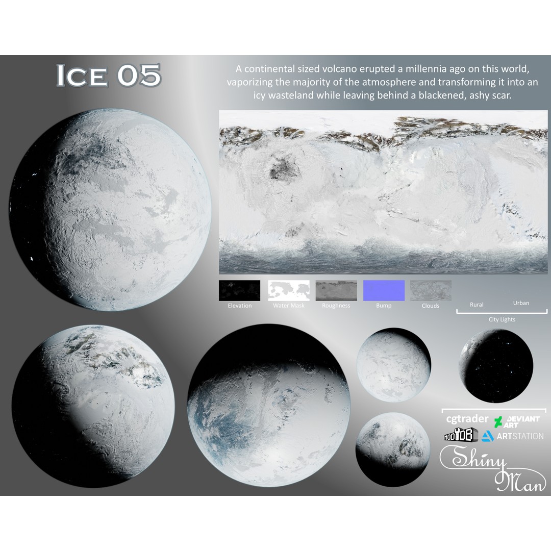 Ice Planet 3D Model – High-Resolution Frozen World Texture, PBR - View 3