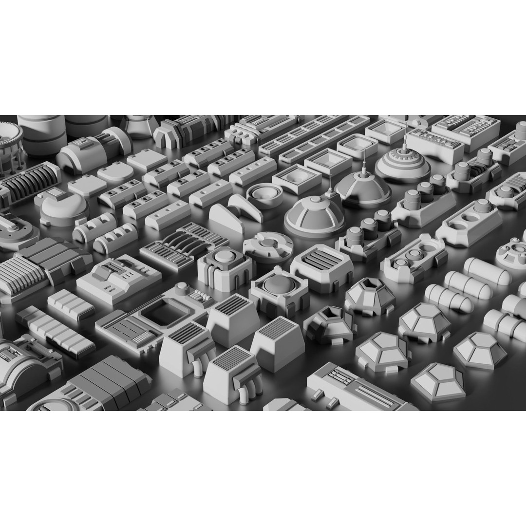 Sci-Fi Greebles Pack 3 3D Model – 100+ PBR Models, Blender Ready - View 3
