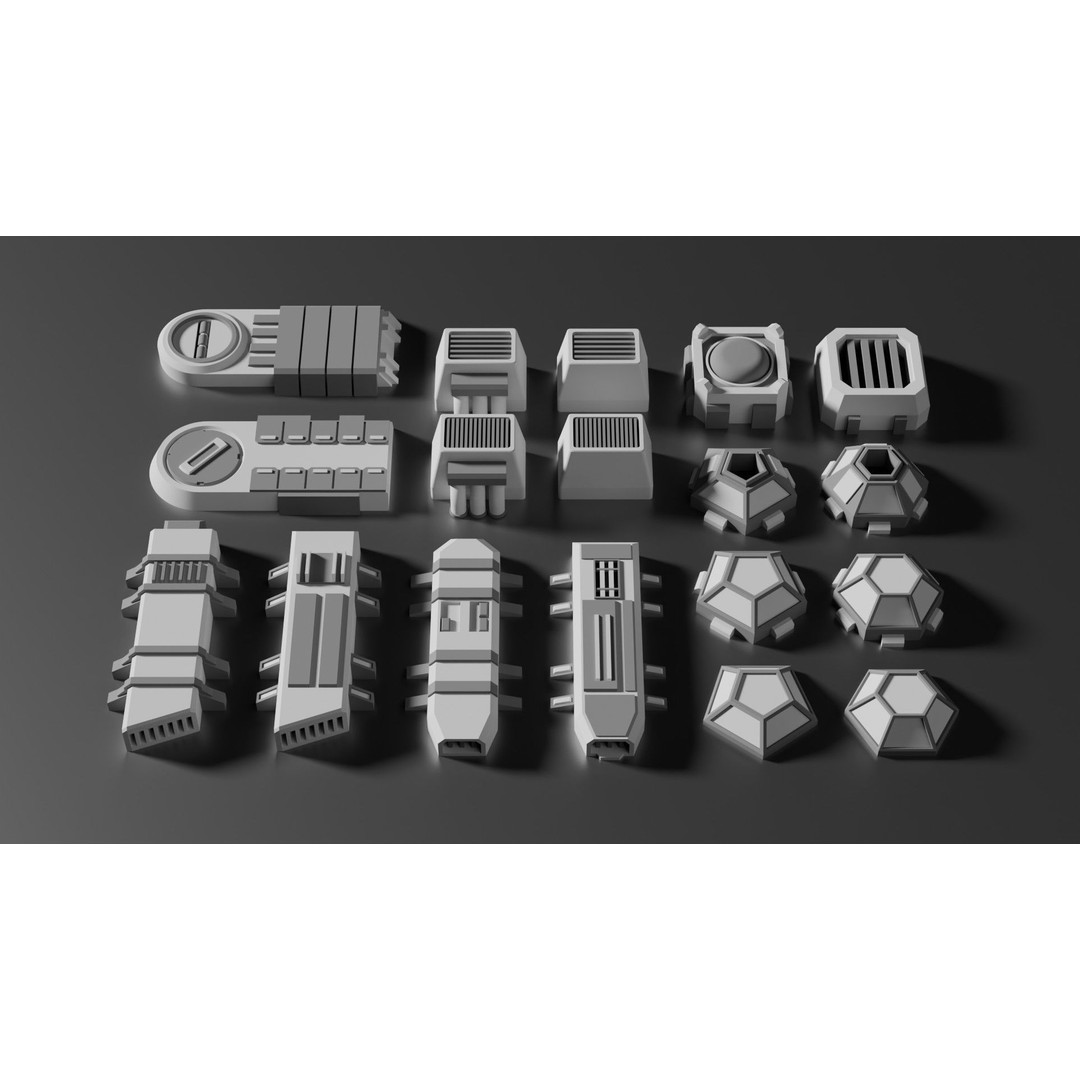 Sci-Fi Greebles Pack 3 3D Model – 100+ PBR Models, Blender Ready - View 5