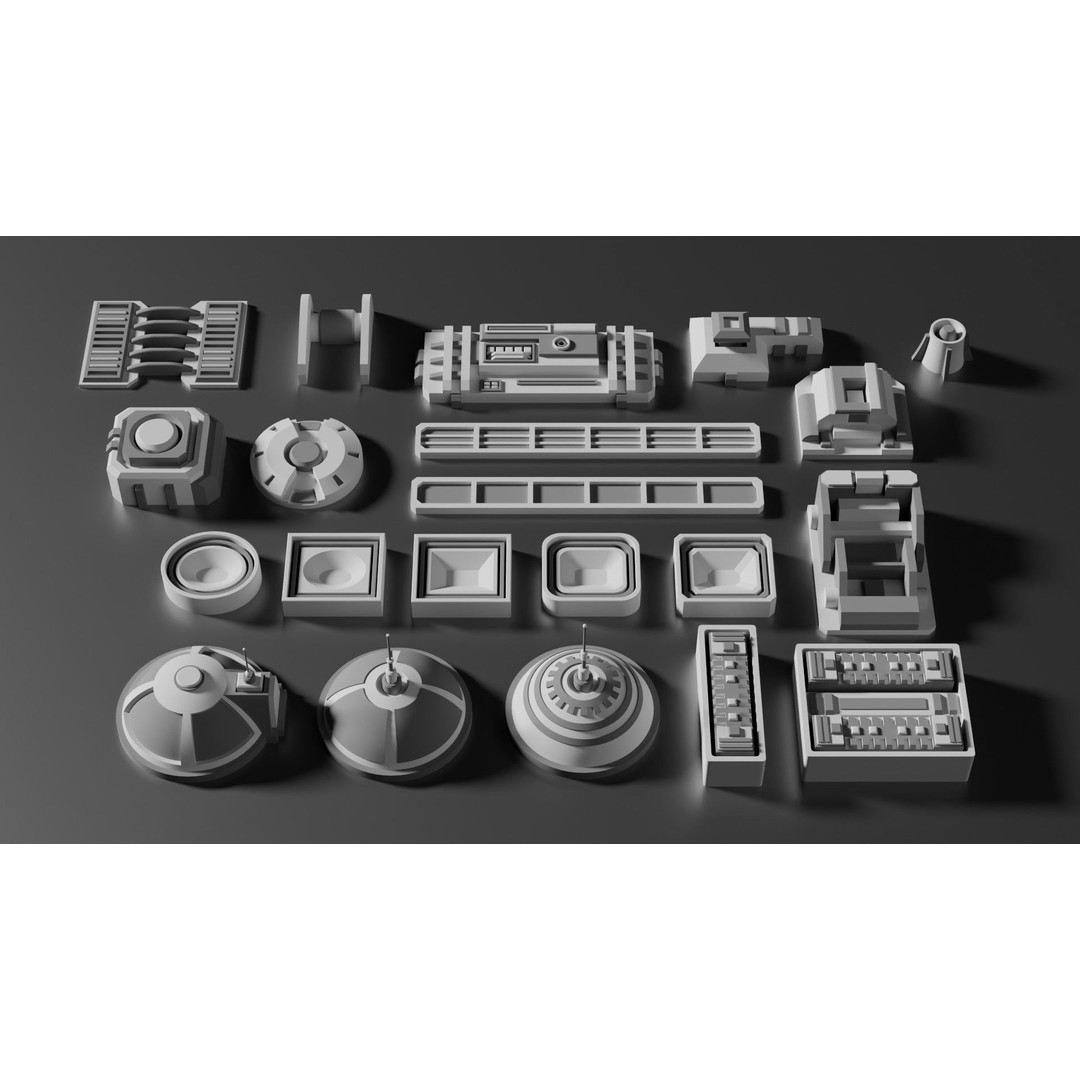 Sci-Fi Greebles Pack 3 3D Model – 100+ PBR Models, Blender Ready - View 6