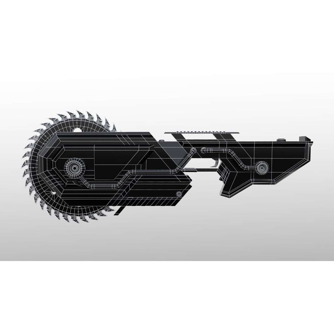 Space Chainsaber 3D Model – Low Poly Futuristic Weapon, FBX