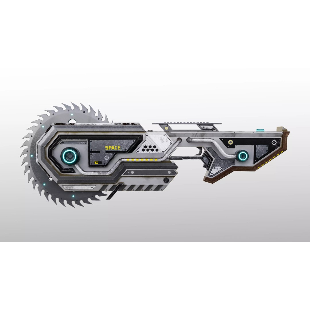 Space Chainsaber 3D Model – Low Poly Futuristic Weapon, FBX - View 2
