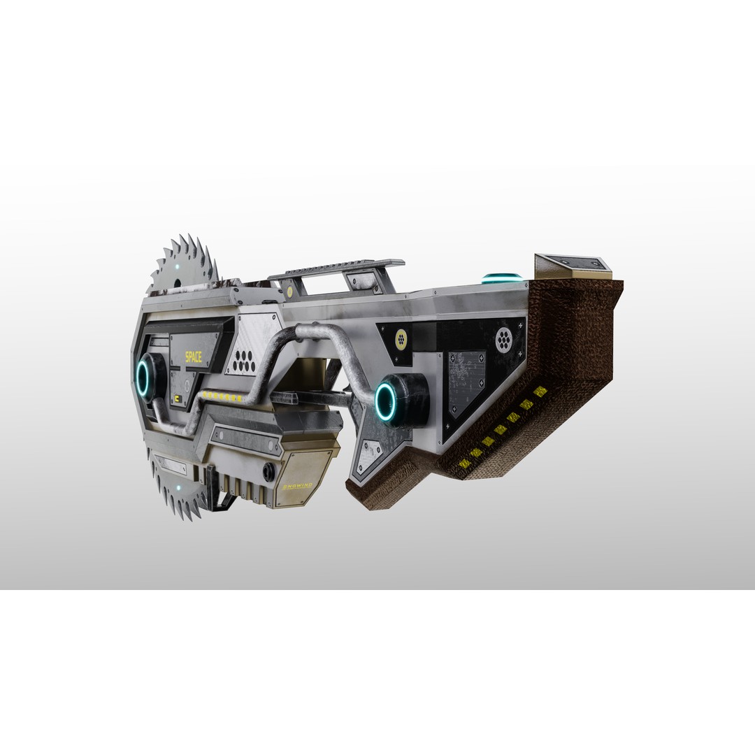 Space Chainsaber 3D Model – Low Poly Futuristic Weapon, FBX - View 3