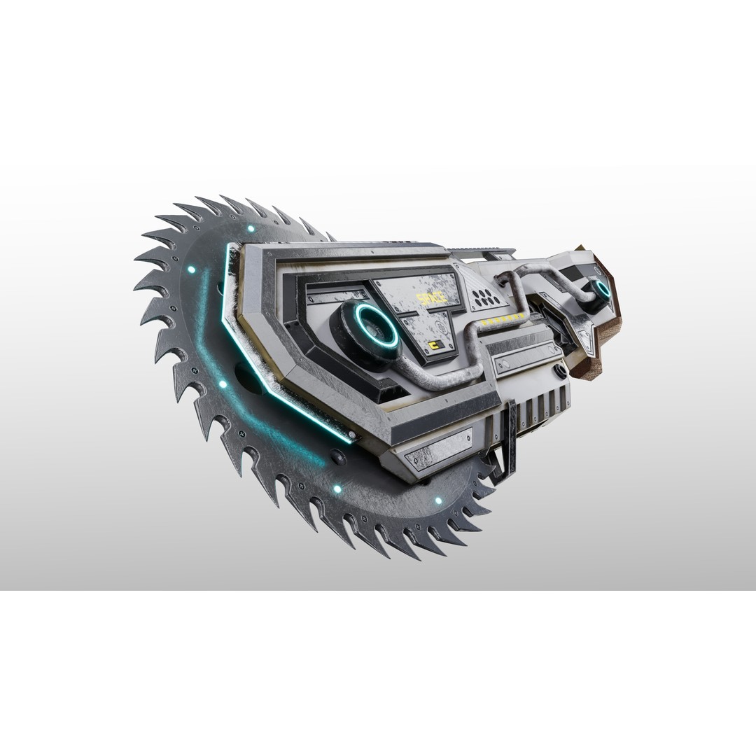 Space Chainsaber 3D Model – Low Poly Futuristic Weapon, FBX - View 4