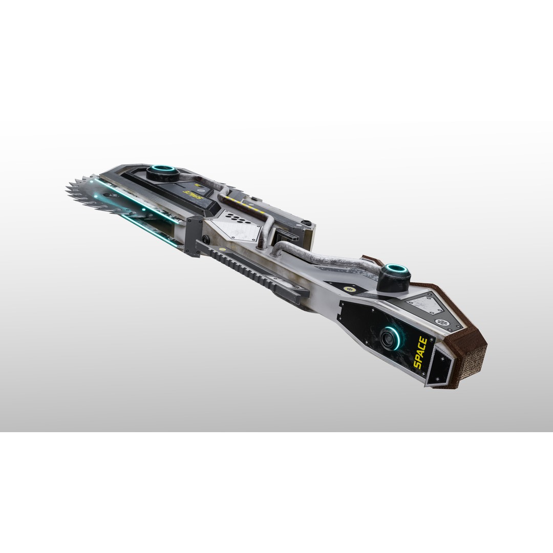 Space Chainsaber 3D Model – Low Poly Futuristic Weapon, FBX - View 5