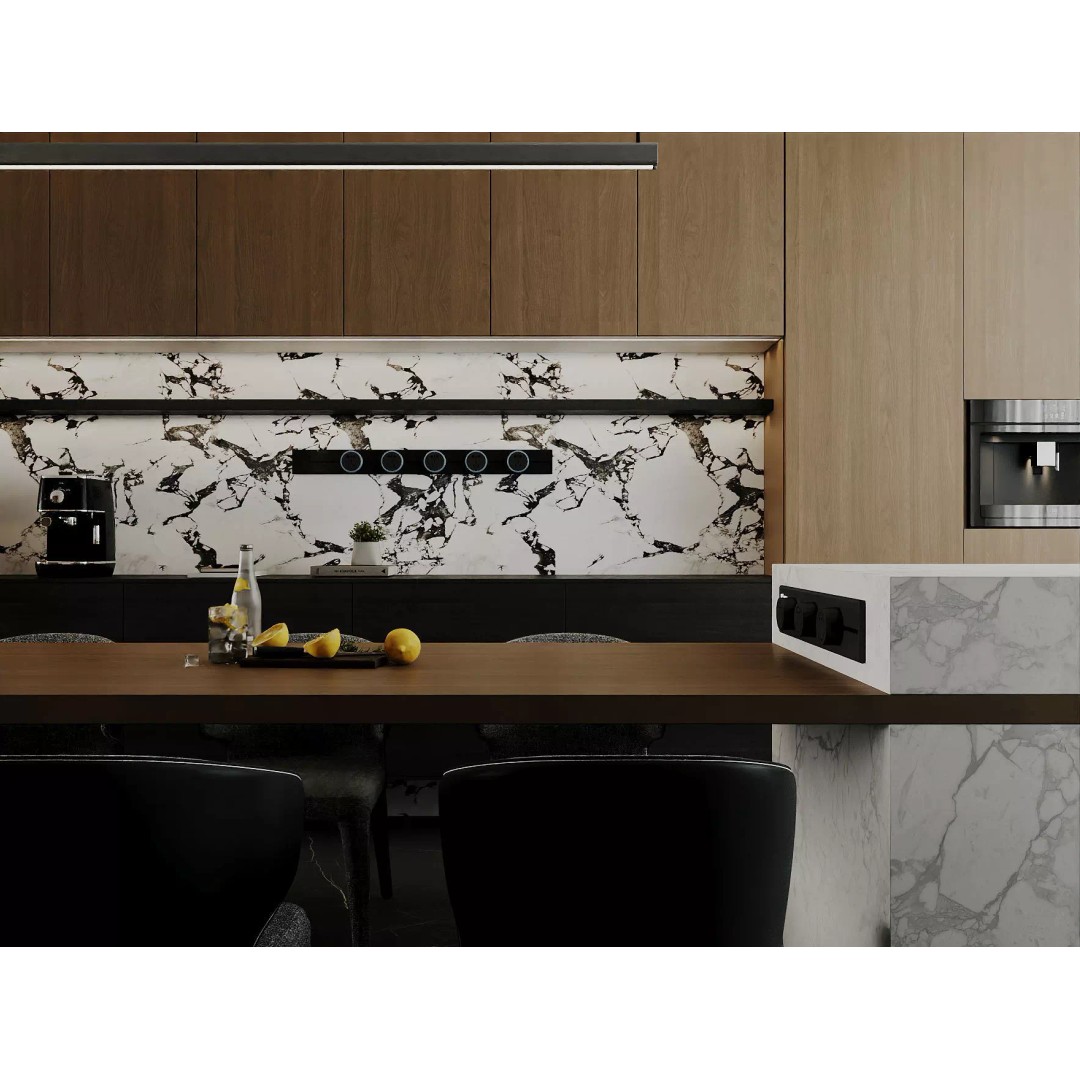 Modern Luxury Dining Space 3D Model – Open Kitchen Island, FBX/OBJ - View 10