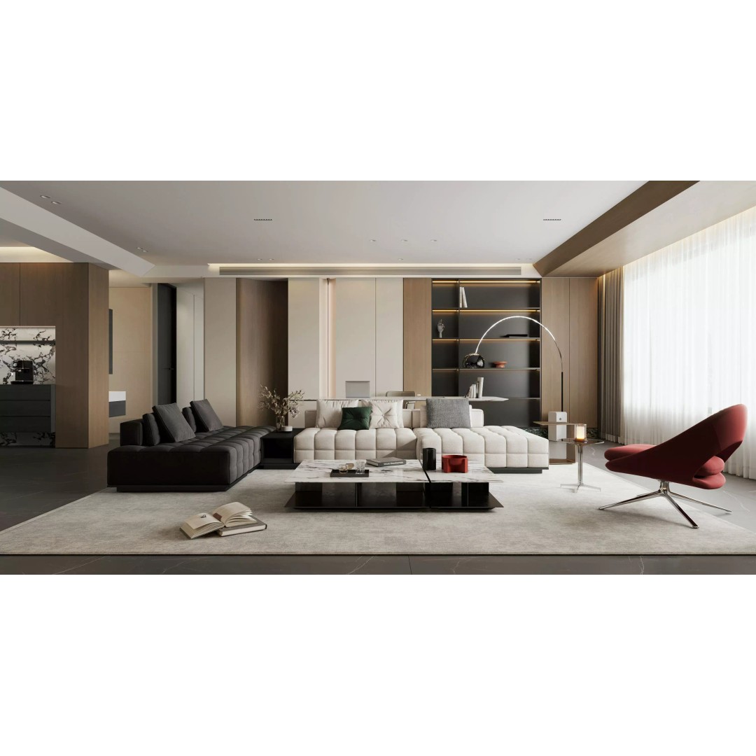 Modern Luxury Dining Space 3D Model – Open Kitchen Island, FBX/OBJ - View 2