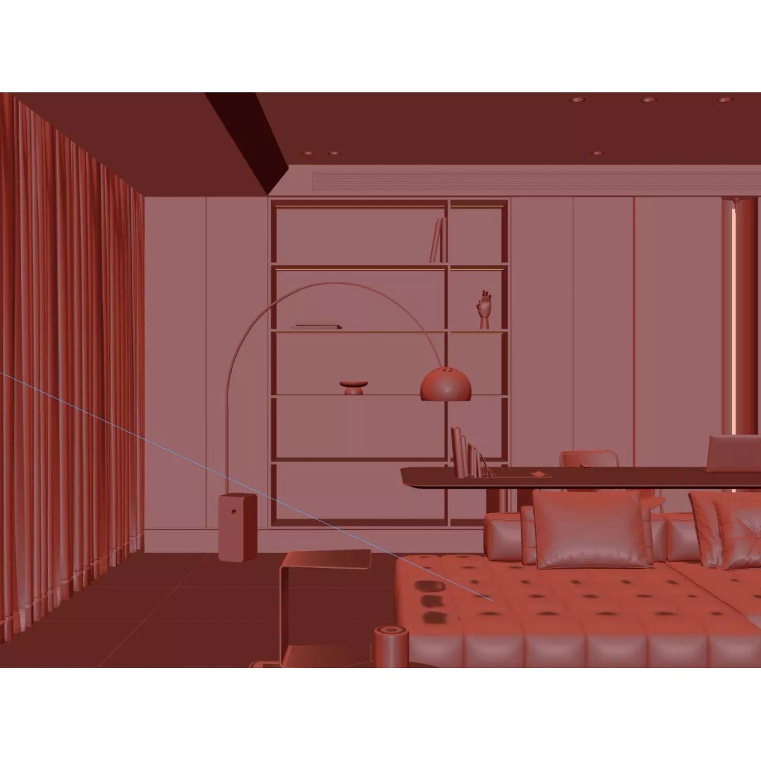 Modern Luxury Dining Space 3D Model – Open Kitchen Island, FBX/OBJ - View 23