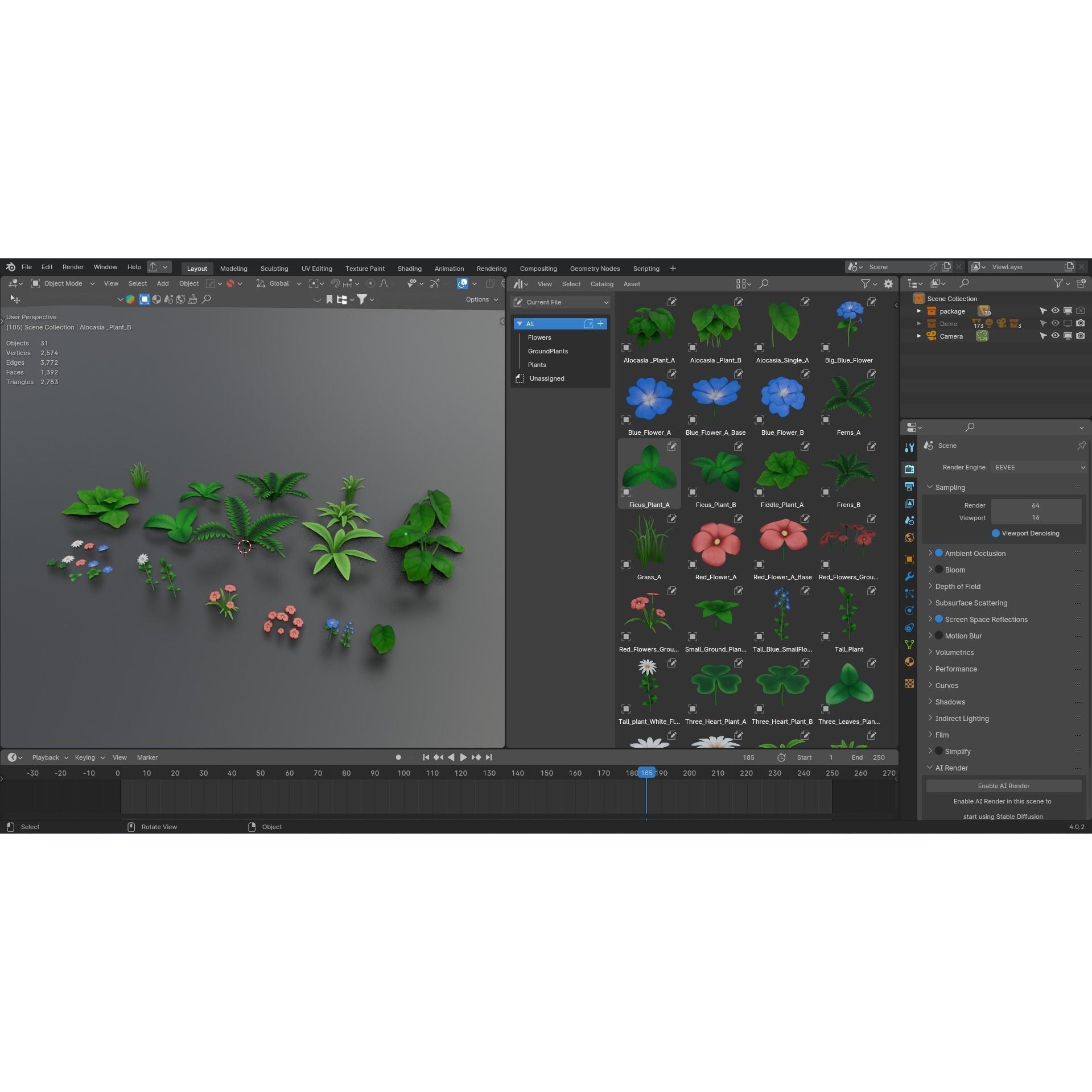 Stylized Plants - Low-Poly Game-Ready 3D Model - View 12