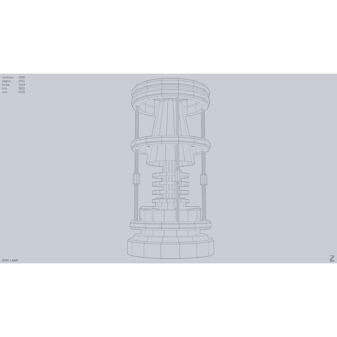 Sci-Fi Lamp 3D Model – Low Poly PBR Asset, FBX & OBJ Formats